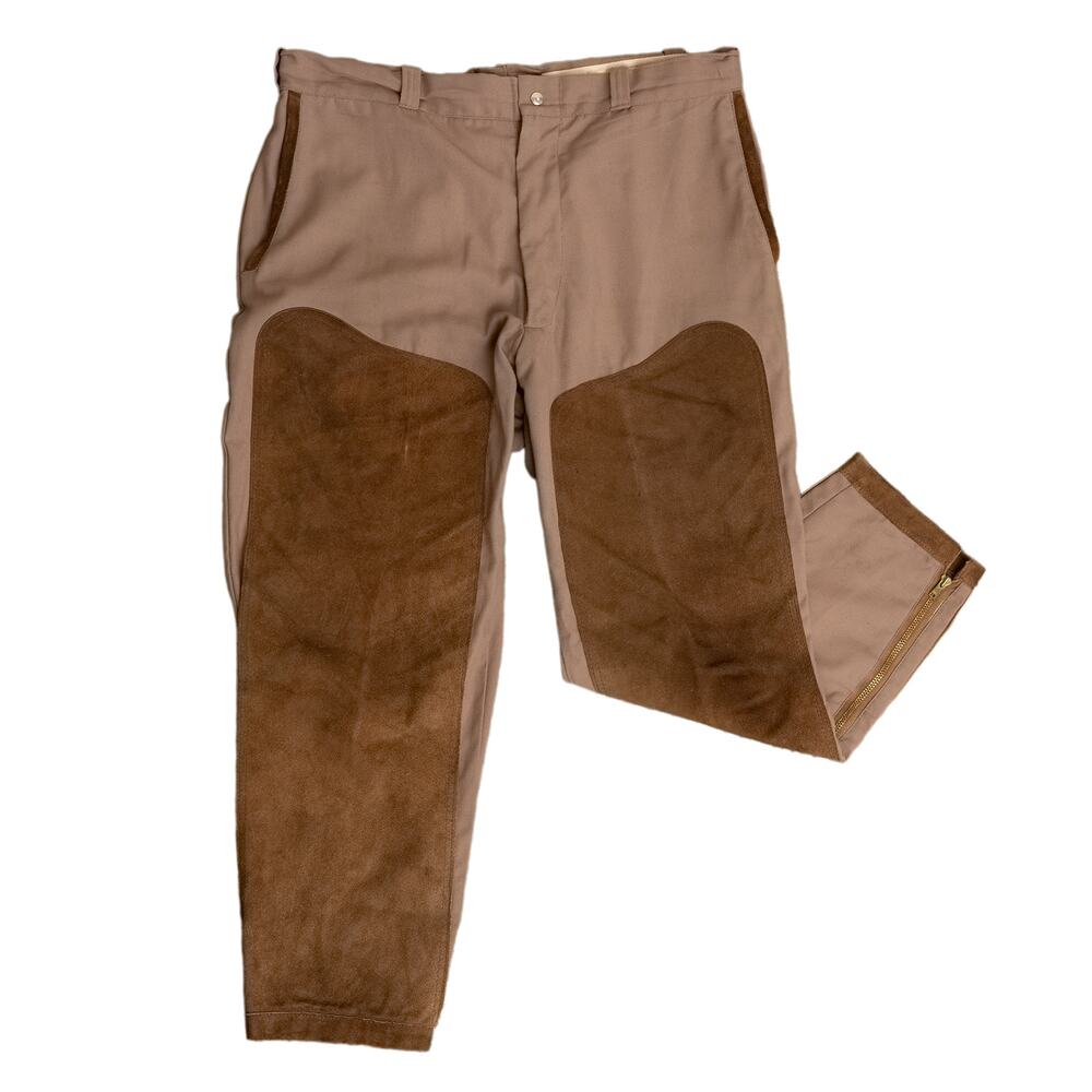 Men's Vintage Sportsman Outdoor Hunting Pants w/ Leather Suede WorkWear -XL -EUC